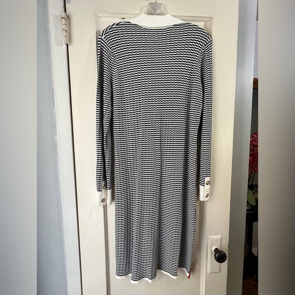 NWT Elie Tahari Knit Striped Button Front Dress M - Picture 2 of 8
